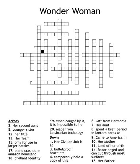 Apr 28, 2021 Below you will be able to find the answer to Accessory for Wonder Woman crossword clue which was last seen in New York Times, on April 28, 2021. . Wonder woman accessory crossword
